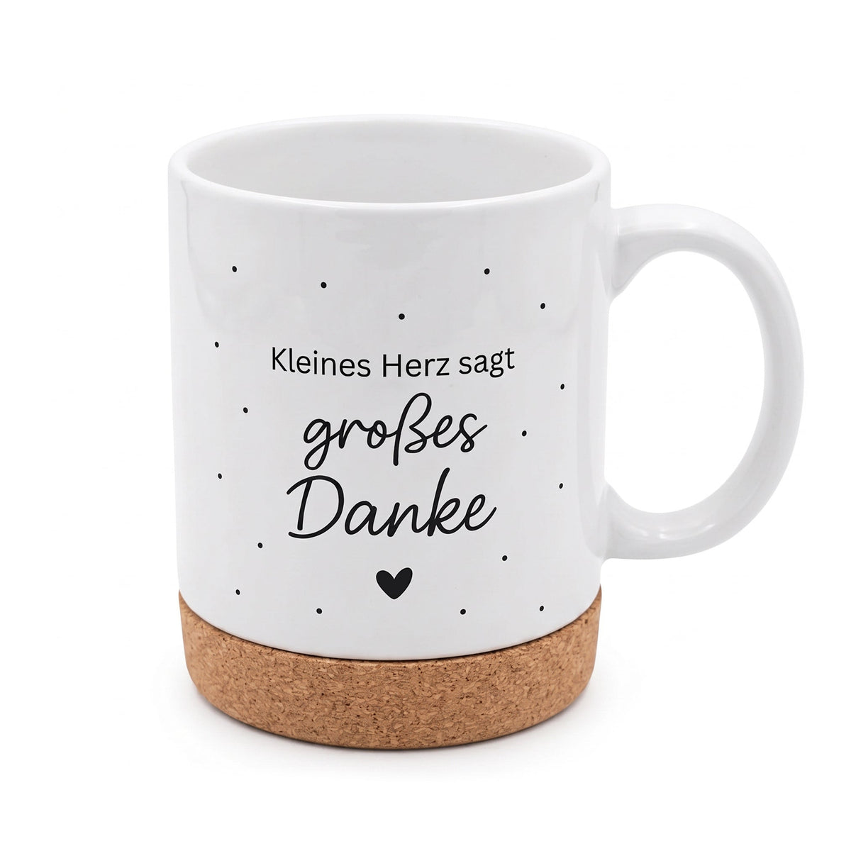 Tasse mit Korkboden - Kleines Herz sagt großes Danke - wunderwunsch