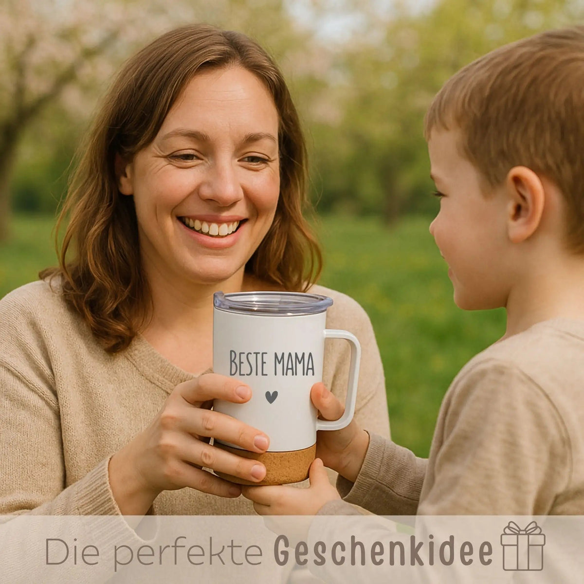 Thermobecher mit Kork - Wunschname - wunderwunsch