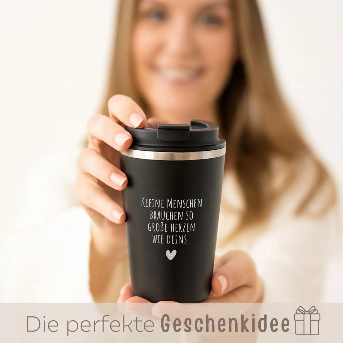 Thermobecher To-Go - Kleine Menschen brauchen große Herzen - wunderwunsch