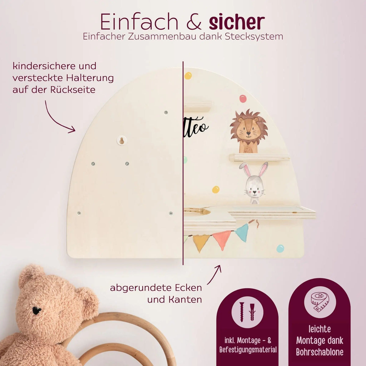 Toniebox Regal Holz - Tiere Girlande Aquarell - wunderwunsch