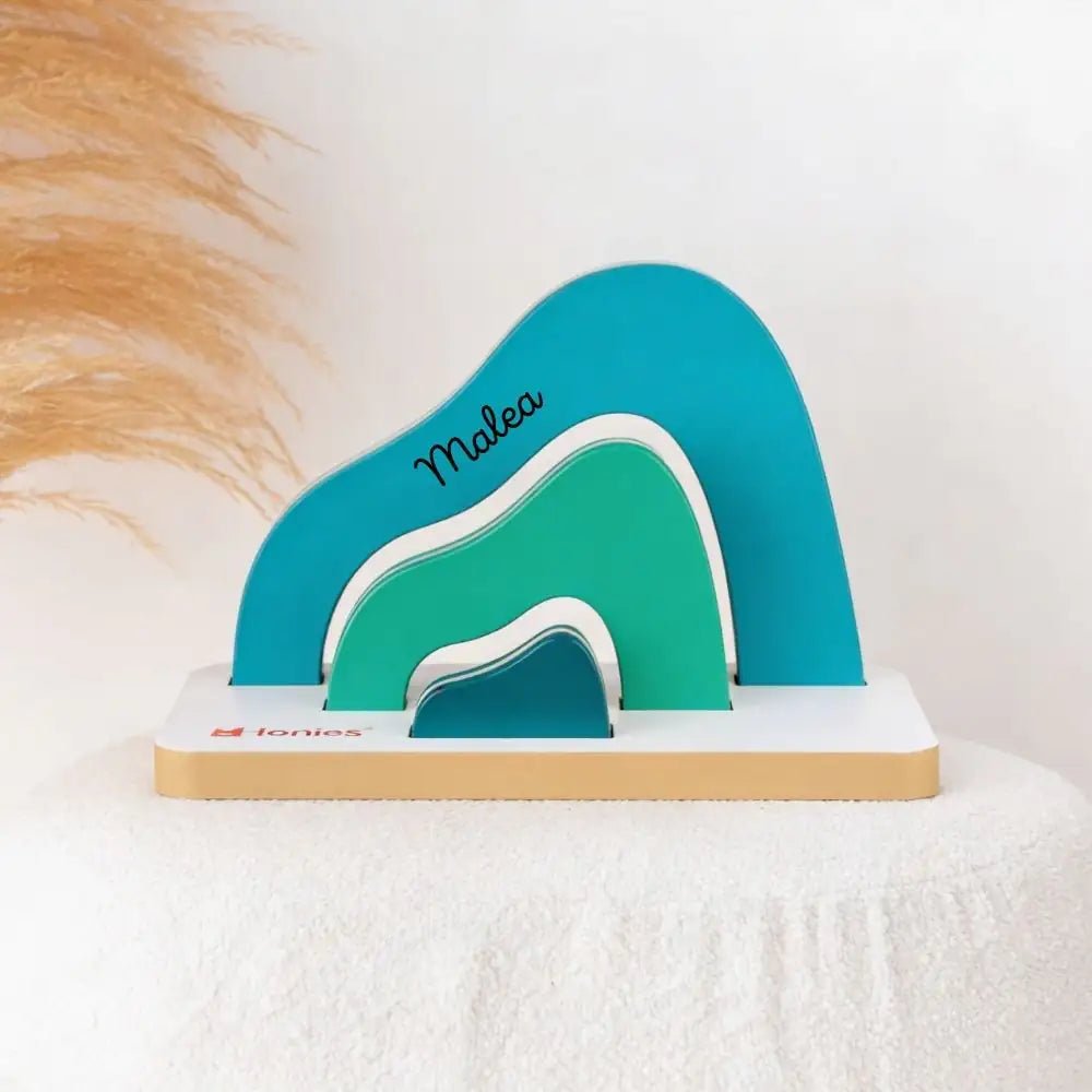 TONIES Mini Standregal personalisiert - Regenbogen, Berg, Haus - wunderwunsch