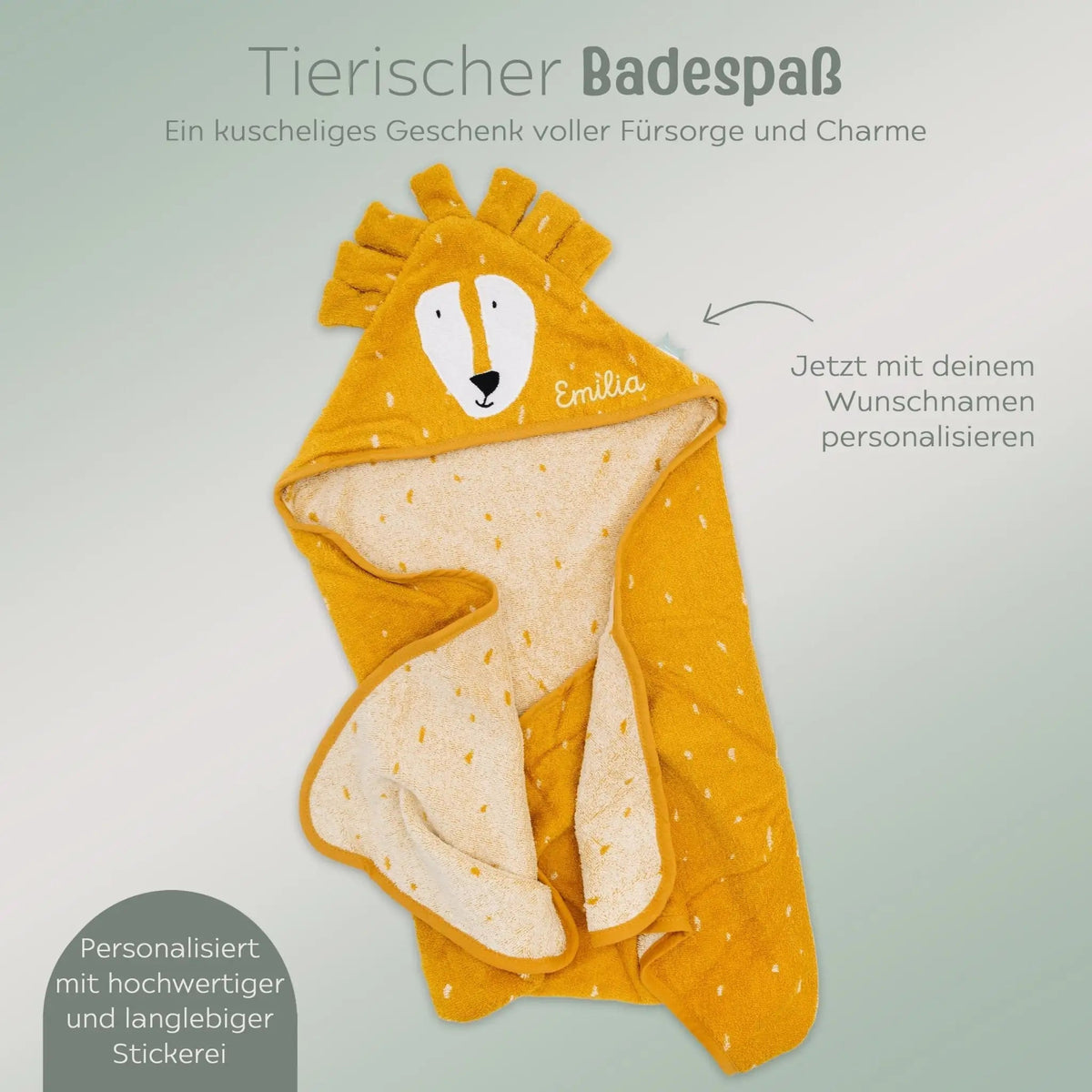 TRIXIE Kapuzenhandtuch Baby personalisiert - Tiere - wunderwunsch