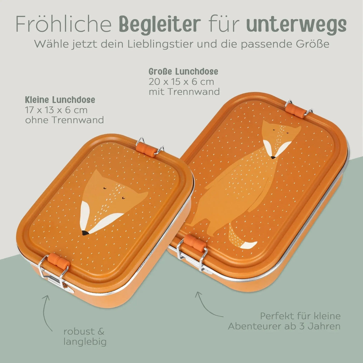 Trixie Brotdose aus Edelstahl personalisiert - Tiere - wunderwunsch