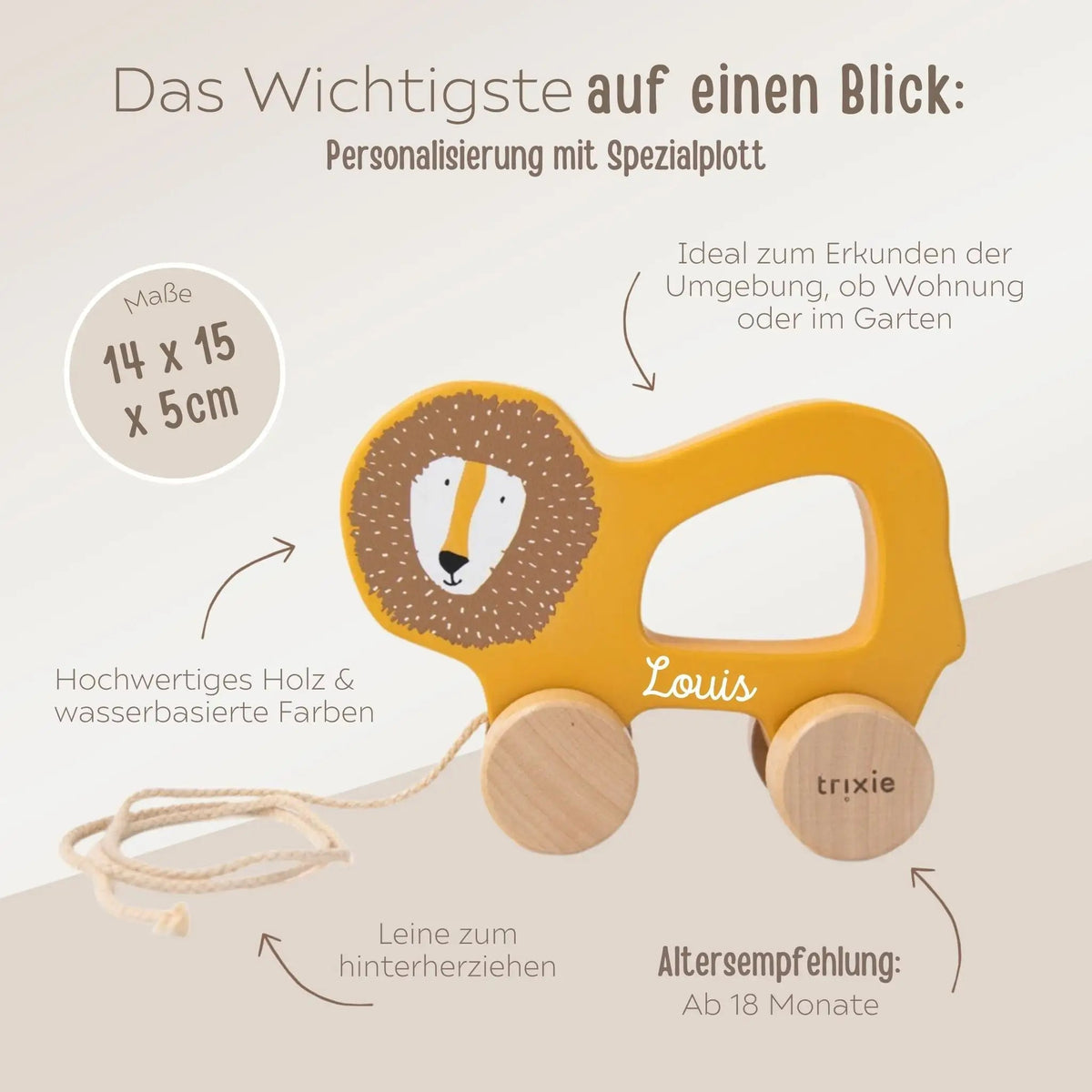 TRIXIE Nachziehtier Holz personalisiert - wunderwunsch