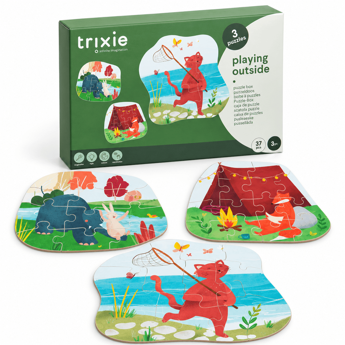 TRIXIE Puzzle - Spiele im Freien - 3 Puzzles - wunderwunsch