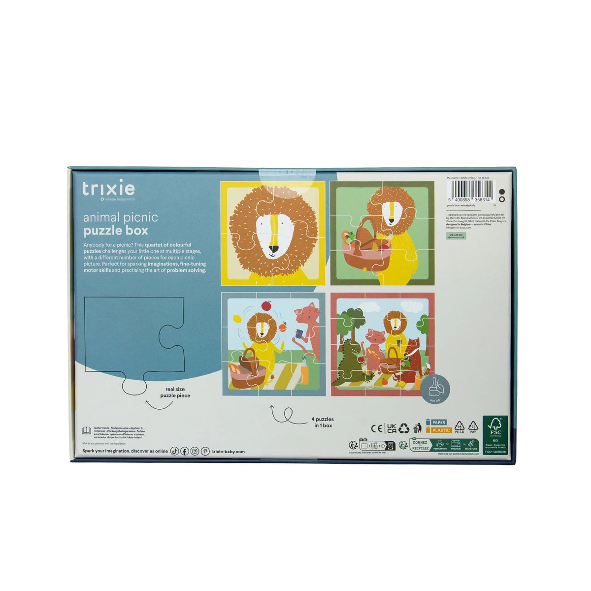 TRIXIE Puzzle - Tiere Picknick - 4 Puzzles - wunderwunsch