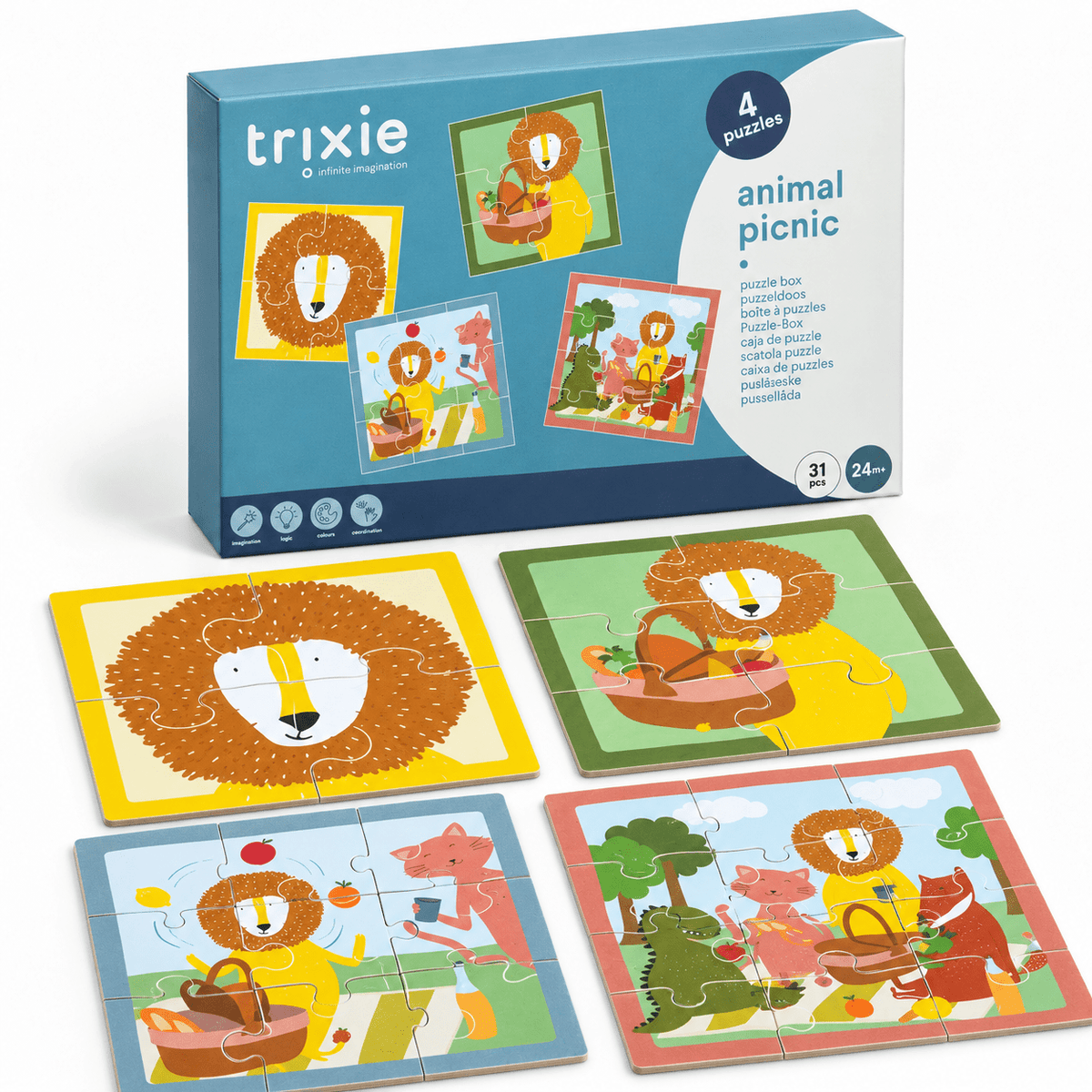TRIXIE Puzzle - Tiere Picknick - 4 Puzzles - wunderwunsch