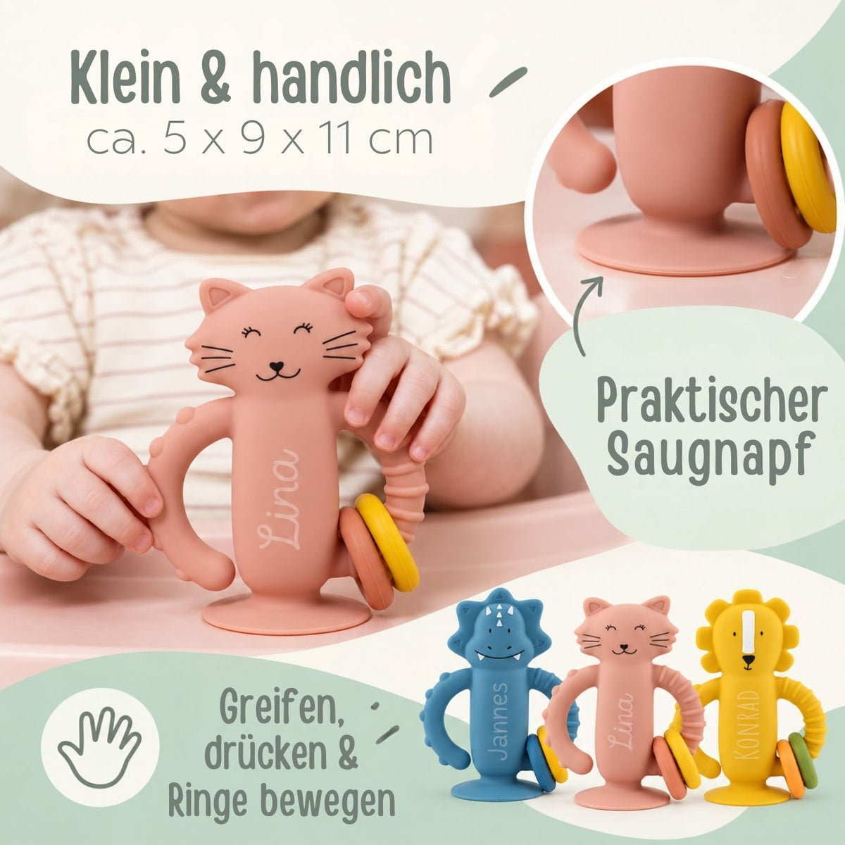 TRIXIE Sensorikspielzeug aus Silikon mit Saugnapf personalisiert - wunderwunsch