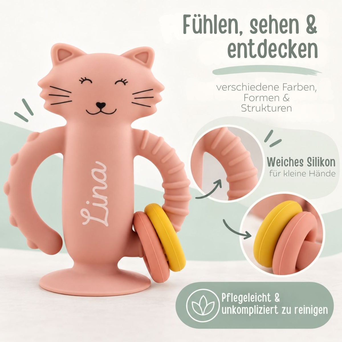 TRIXIE Sensorikspielzeug aus Silikon mit Saugnapf personalisiert - wunderwunsch
