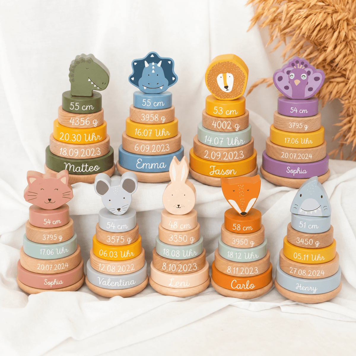 TRIXIE Stapelturm Holz Tiere personalisiert - wunderwunsch