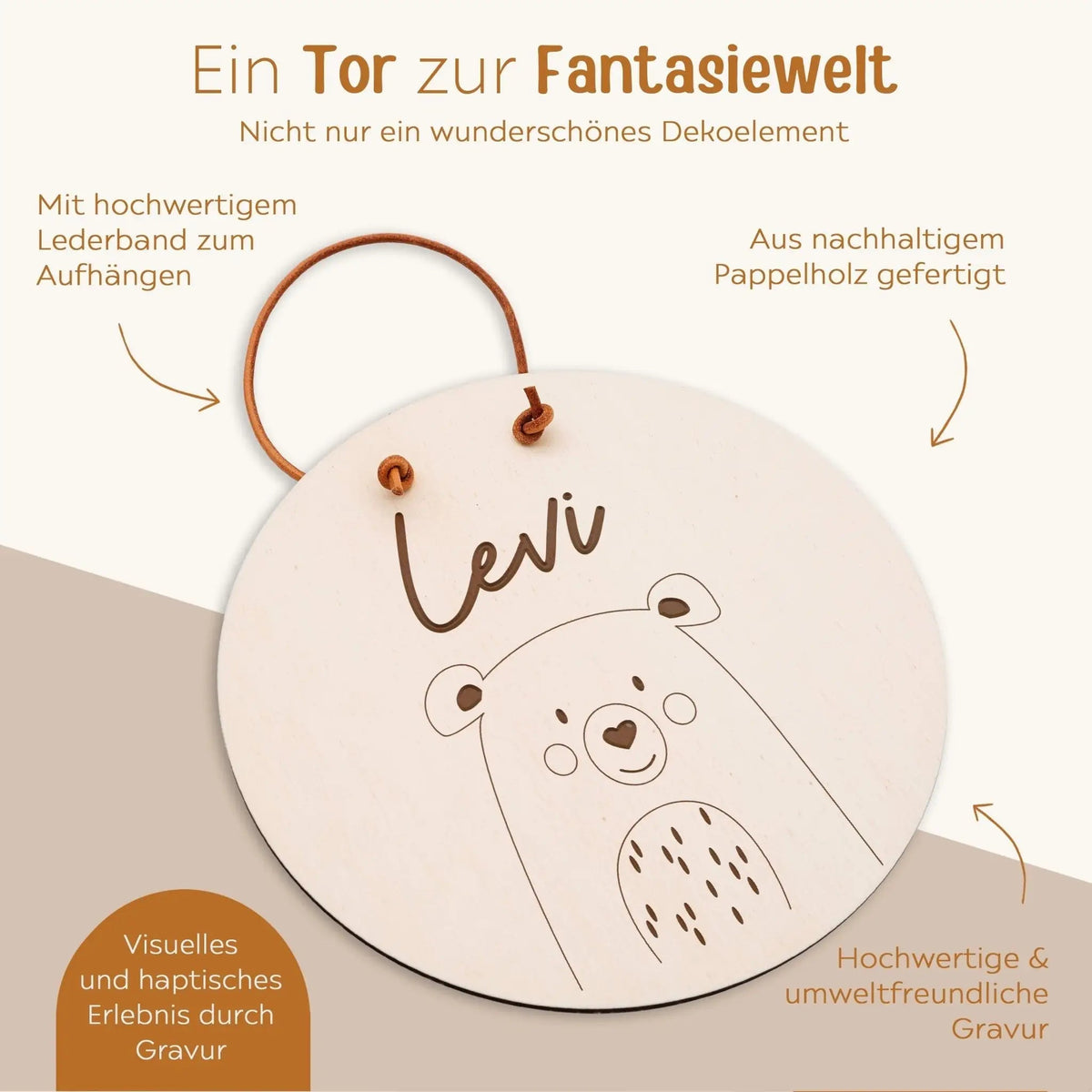 Türschild Kinderzimmer personalisiert - Tier Gravur - wunderwunsch
