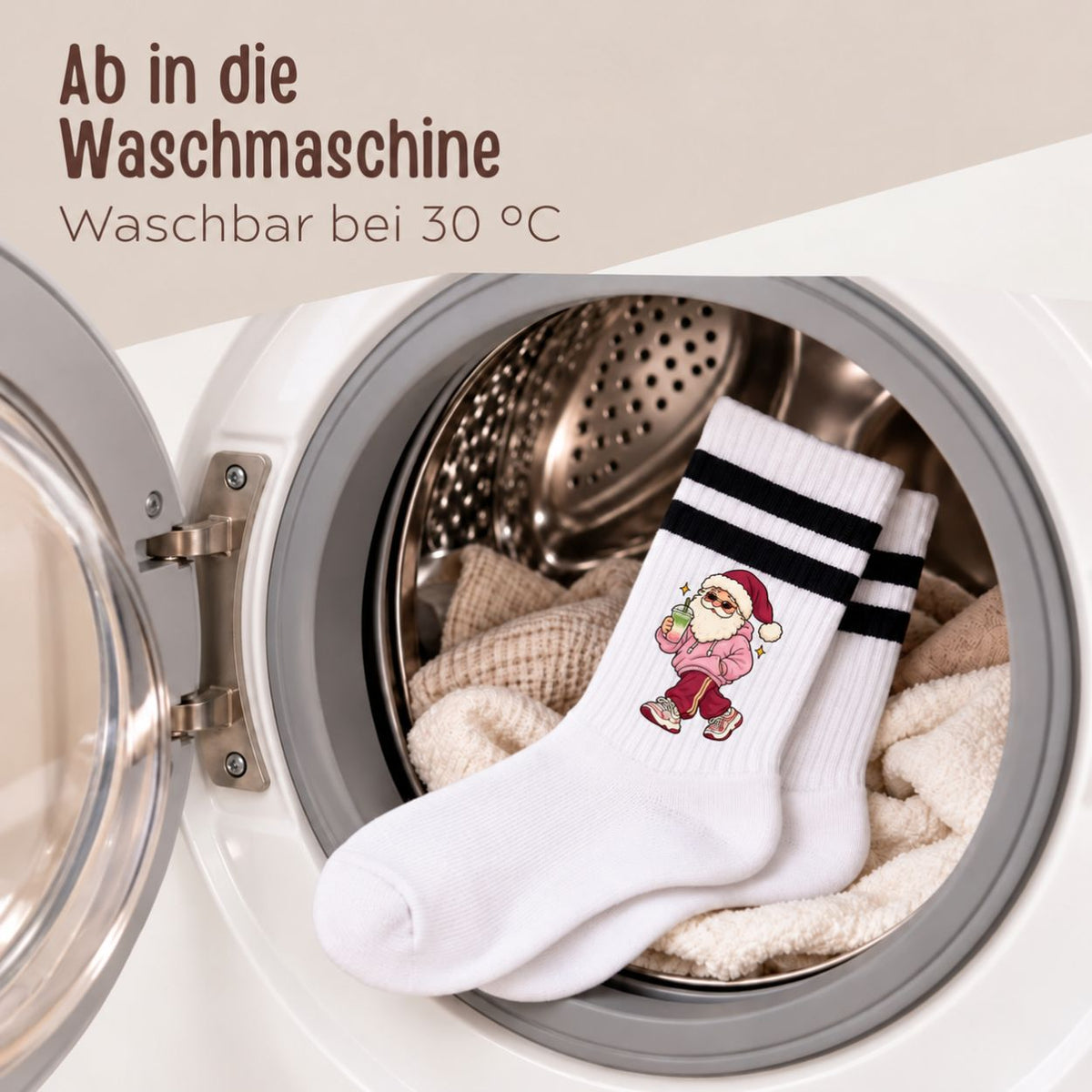 Tennissocken - Weihnachtsmann mit Matcha