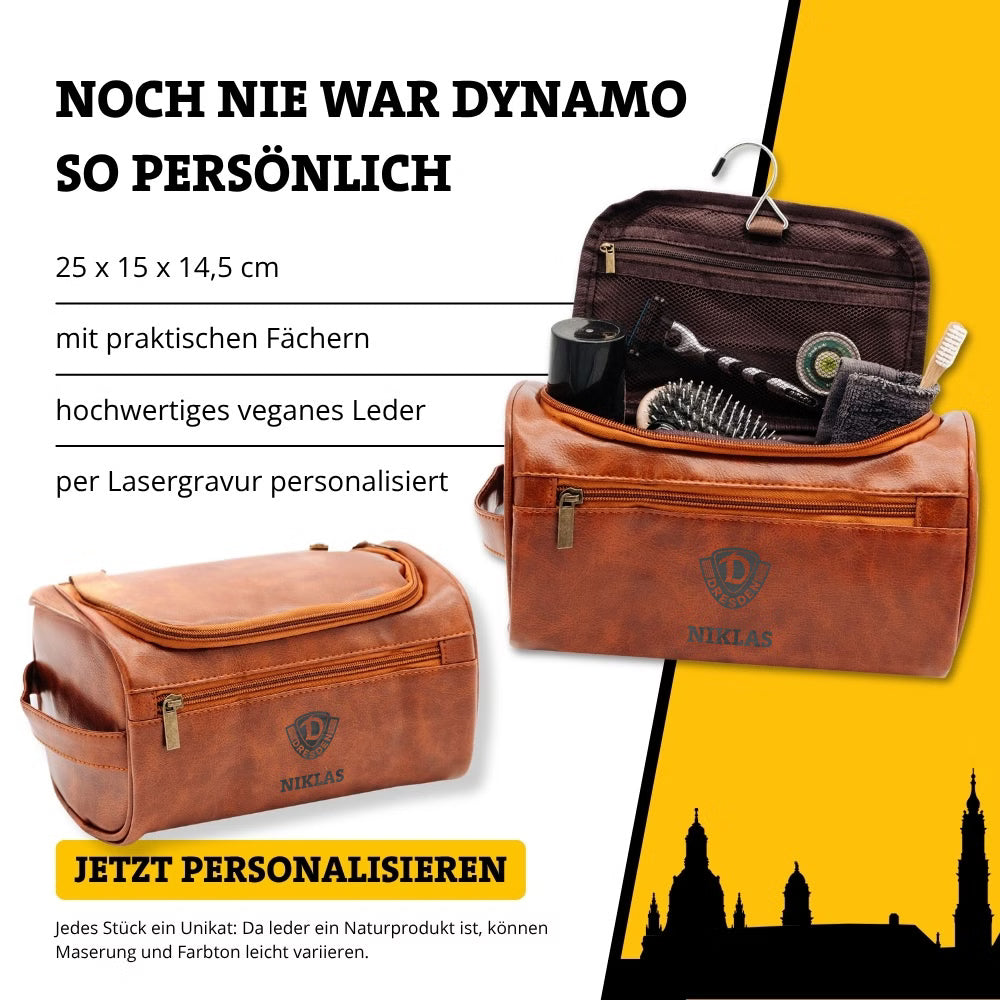 DYNAMO DRESDEN Kulturbeutel Leder Wappen personalisiert - wunderwunsch