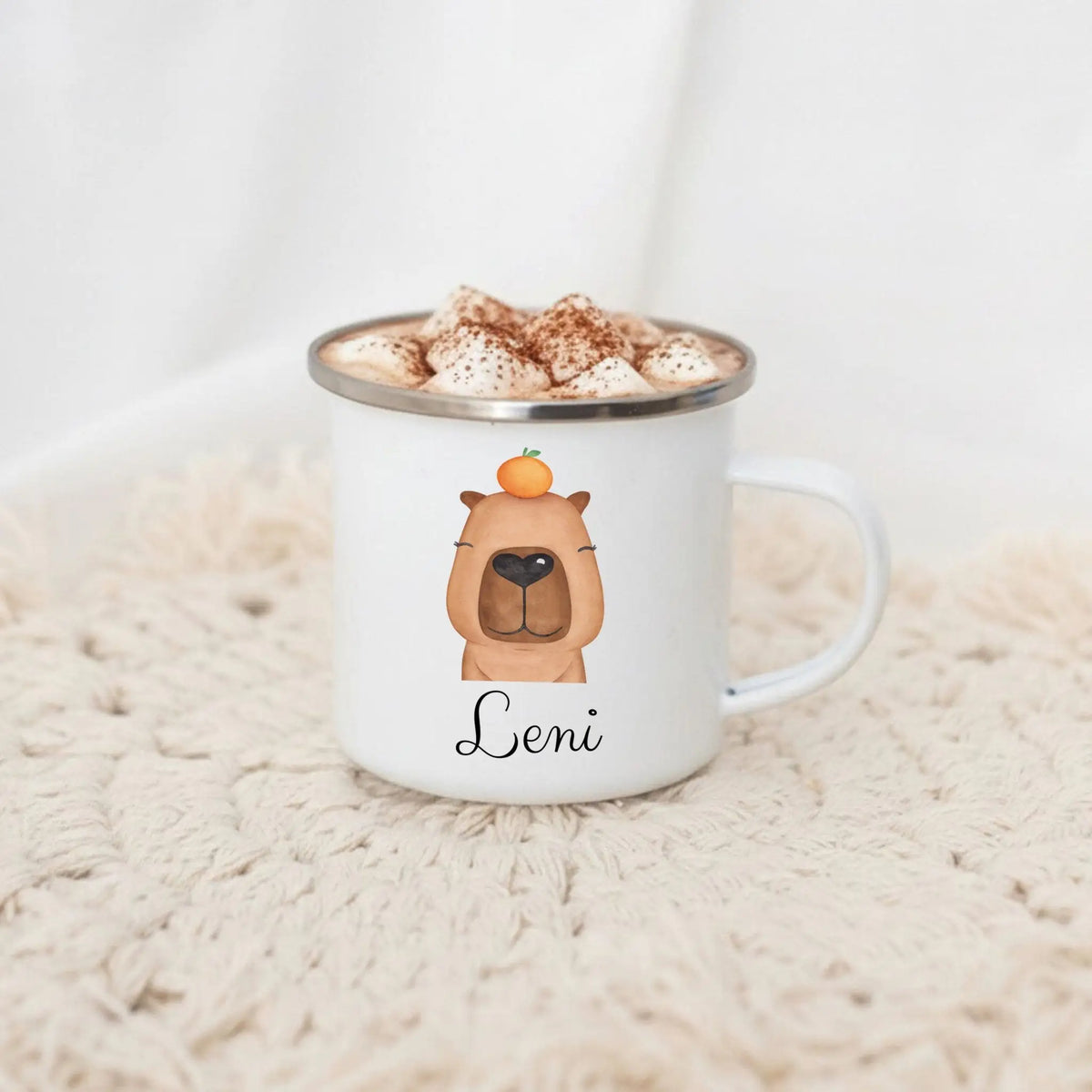 Emaille Kindertasse personalisiert - Tier Aquarell Tasse -  wunderwunsch
