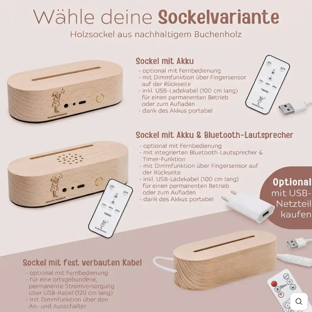 LED Tier Nachtlicht Tierform personalisiert Nachtlichter -  wunderwunsch