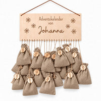 Adventskalender personalisiert - Schneeflocken Gravur