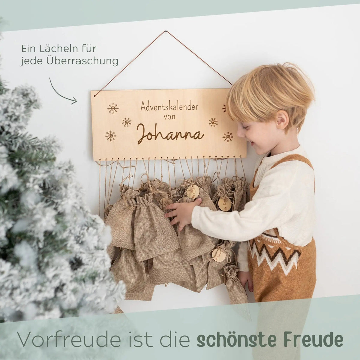 Adventskalender personalisiert - Schneeflocken Gravur - wunderwunsch