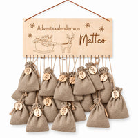 Adventskalender personalisiert - Weihnachtsschlitten Gravur