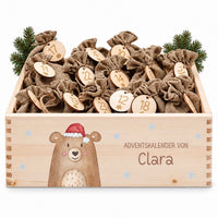 Adventskiste personalisiert - Weihnachtsbär Aquarell