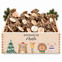 Adventskiste personalisiert - "Weihnachtsbaum Tiere" Aquarell