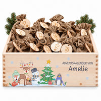 Adventskiste personalisiert - Winterwald Tiere Aquarell