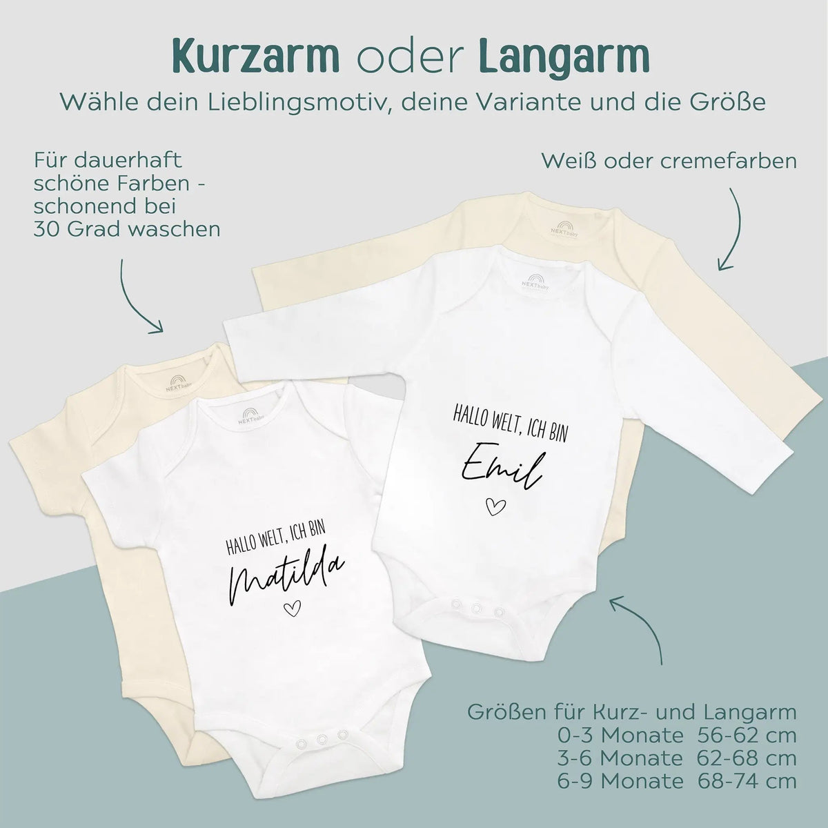 Baby Body "Hallo Welt" personalisiert - wunderwunsch
