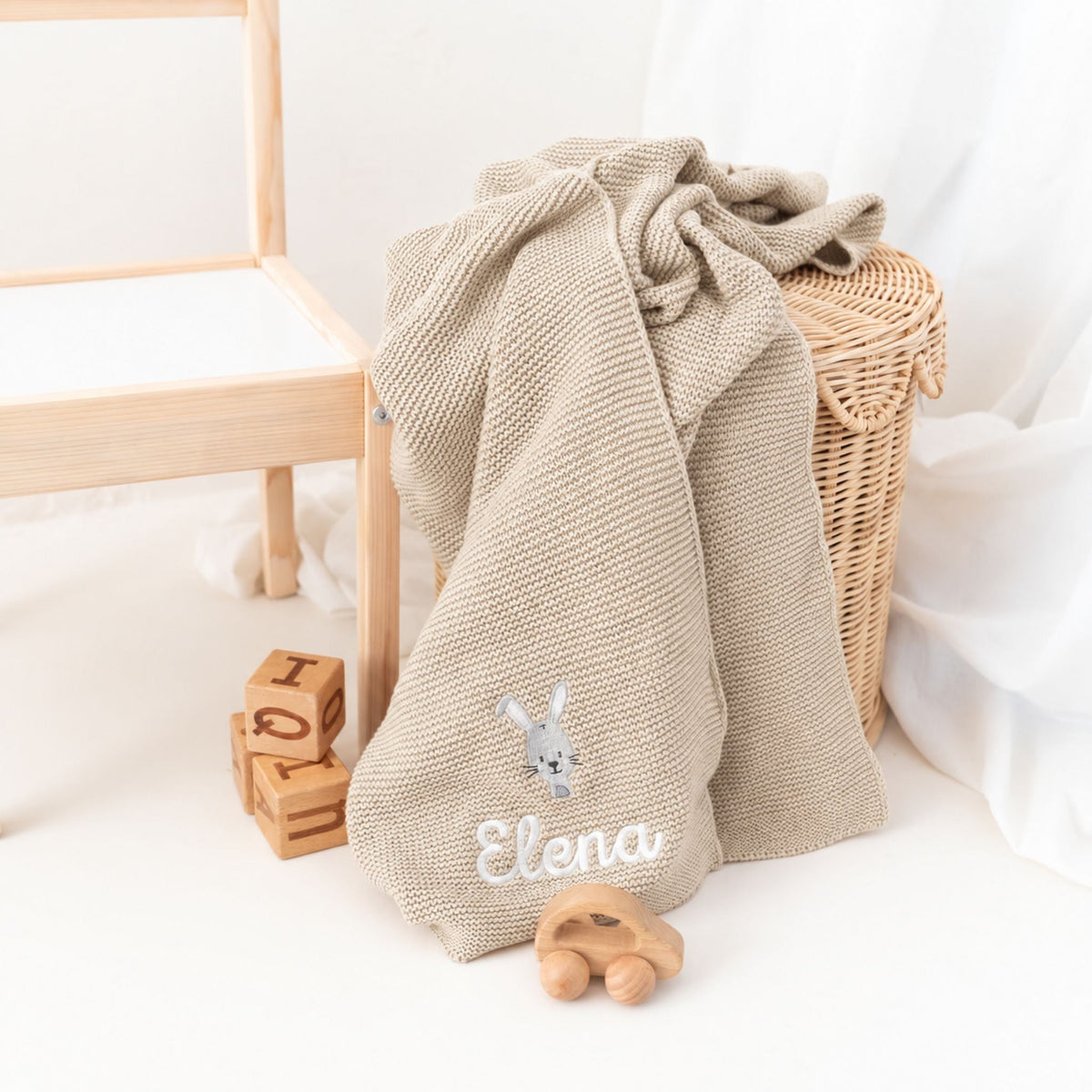 Babydecke personalisiert aus 100 % Bio-Baumwolle - Tiermotiv - wunderwunsch