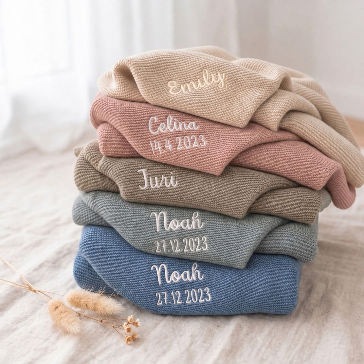 Babydecke personalisiert aus 100 % Bio-Baumwolle - Name - wunderwunsch