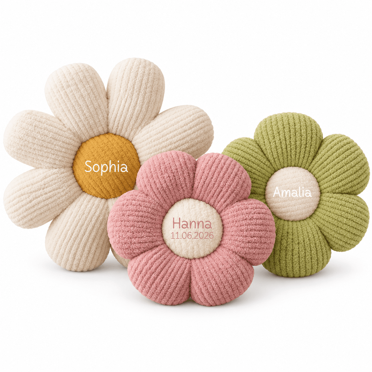 Blumen Kissen aus Plüsch personalisiert - wunderwunsch