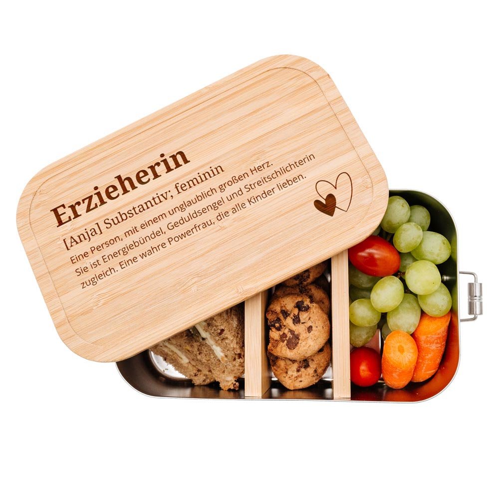 Brotdose Edelstahl personalisiert - Erzieherin Definition Gravur - wunderwunsch