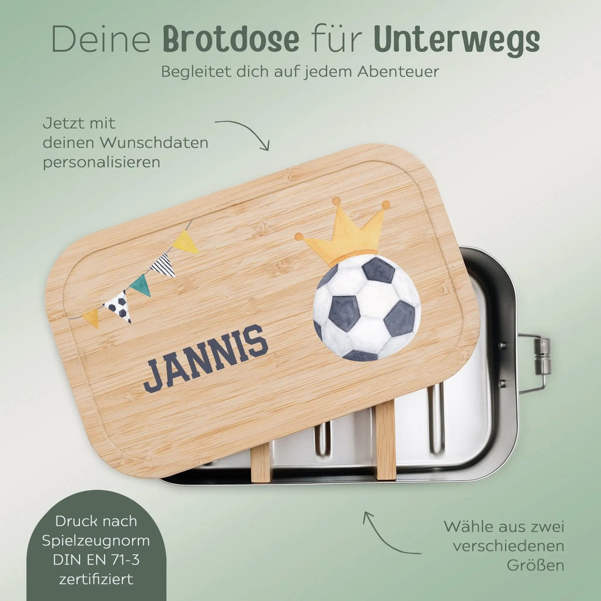 Brotdose Edelstahl personalisiert - Fußball Trikot Aquarell - wunderwunsch