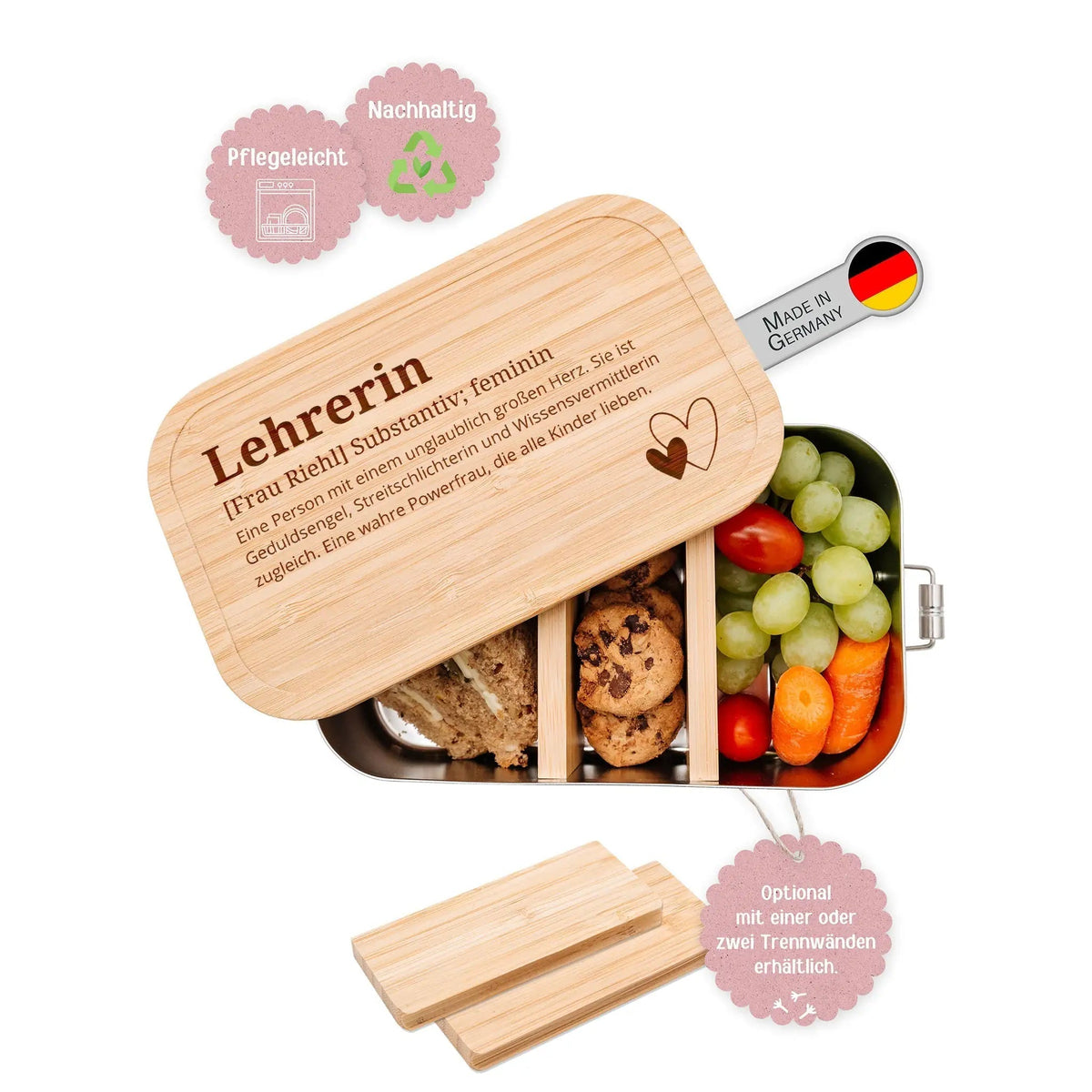 Brotdose Edelstahl personalisiert - Lehrerin Definition Gravur - wunderwunsch