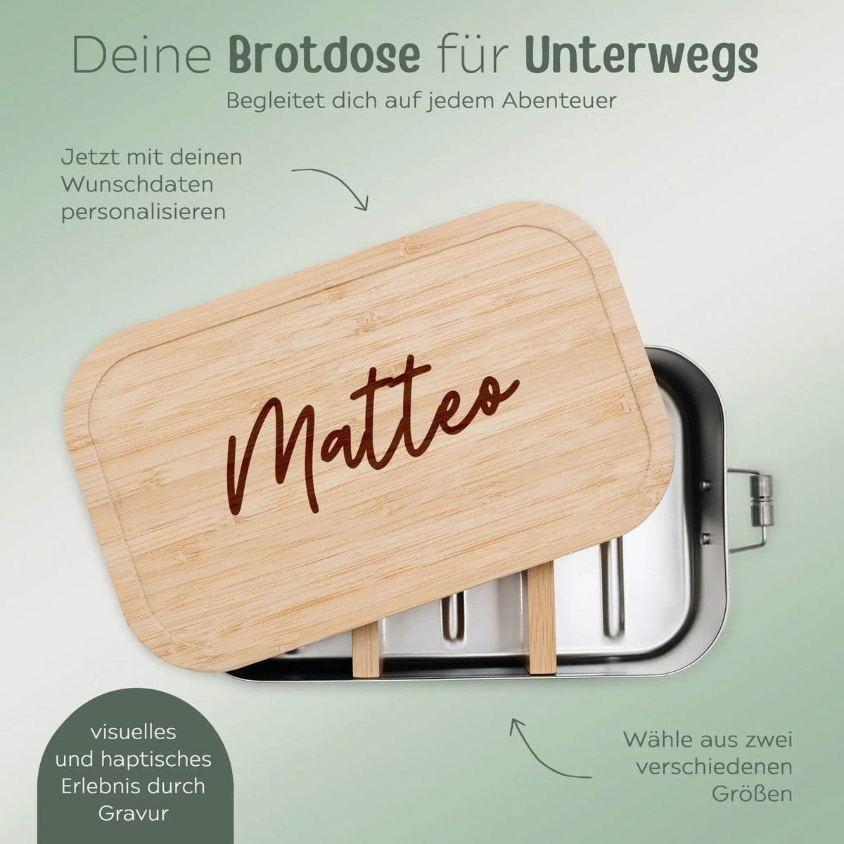 Brotdose Edelstahl personalisiert - Name Gravur - wunderwunsch