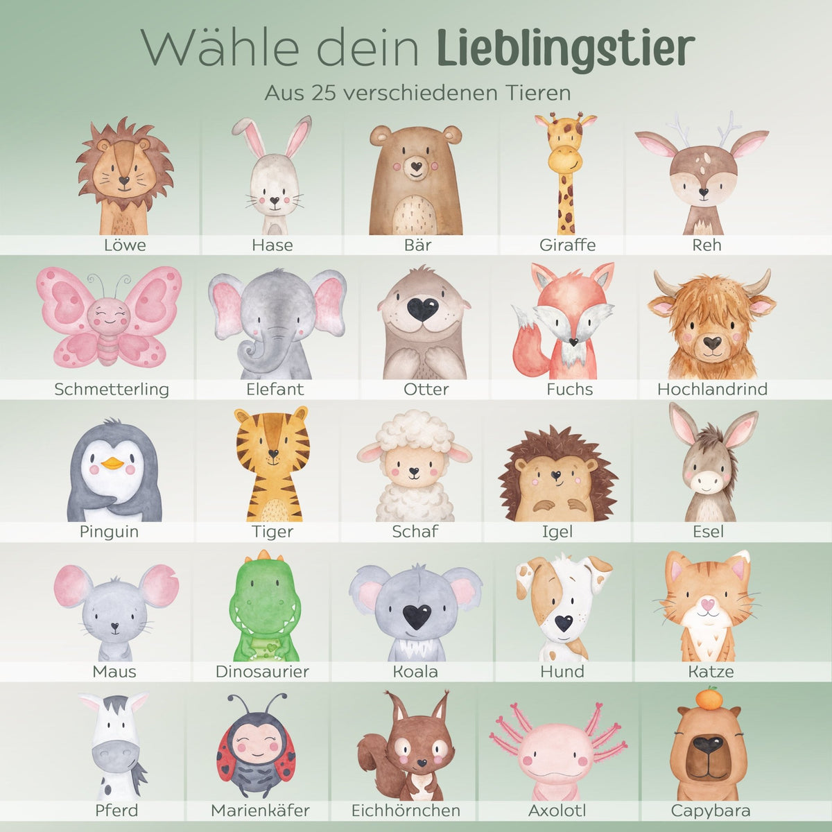 Brotdose Edelstahl personalisiert - Tier links Aquarell - wunderwunsch