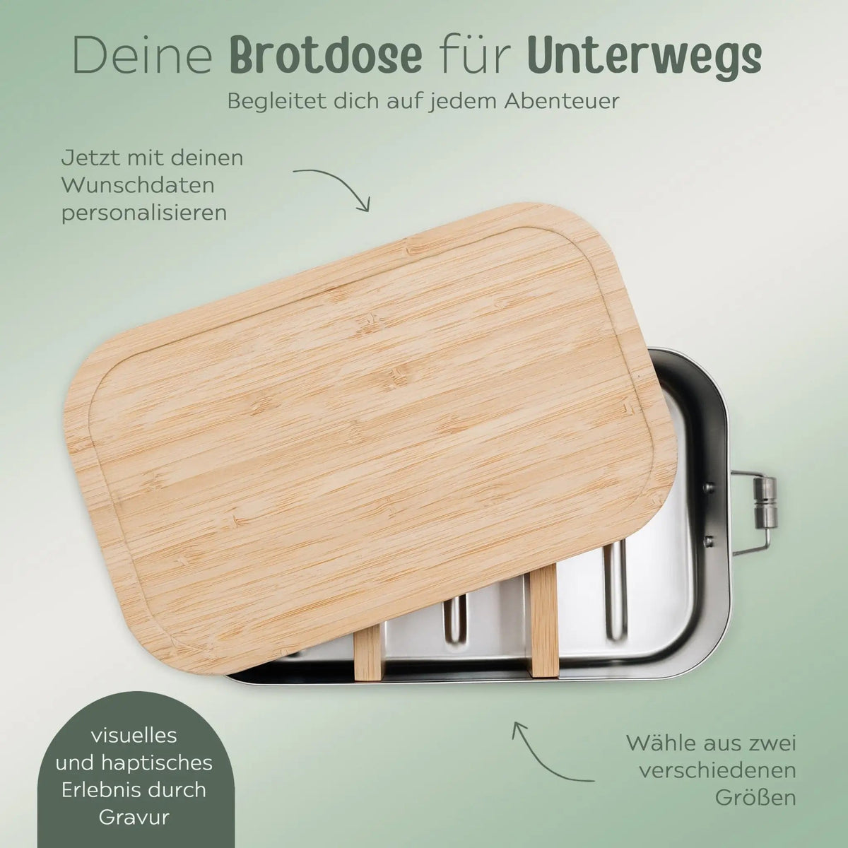 Brotdose Edelstahl personalisiert - Tiere Nadelwald Aquarell - wunderwunsch