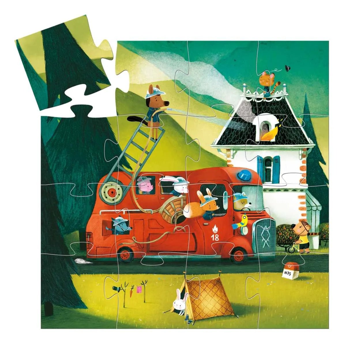 DJECO Puzzle - Feuerwehrauto - wunderwunsch