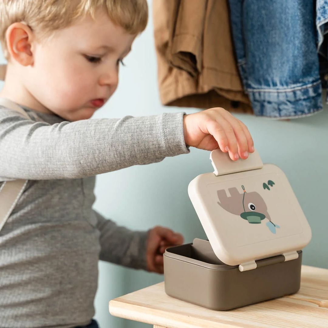 DONEBYDEER Snackbox klein mit Snack Gabeln personalisiert - Tiny Trails - wunderwunsch