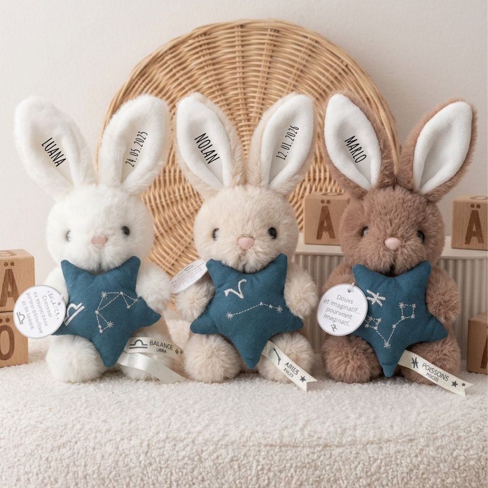 DOUDOU Kuscheltier Sternzeichen Hase personalisiert - wunderwunsch