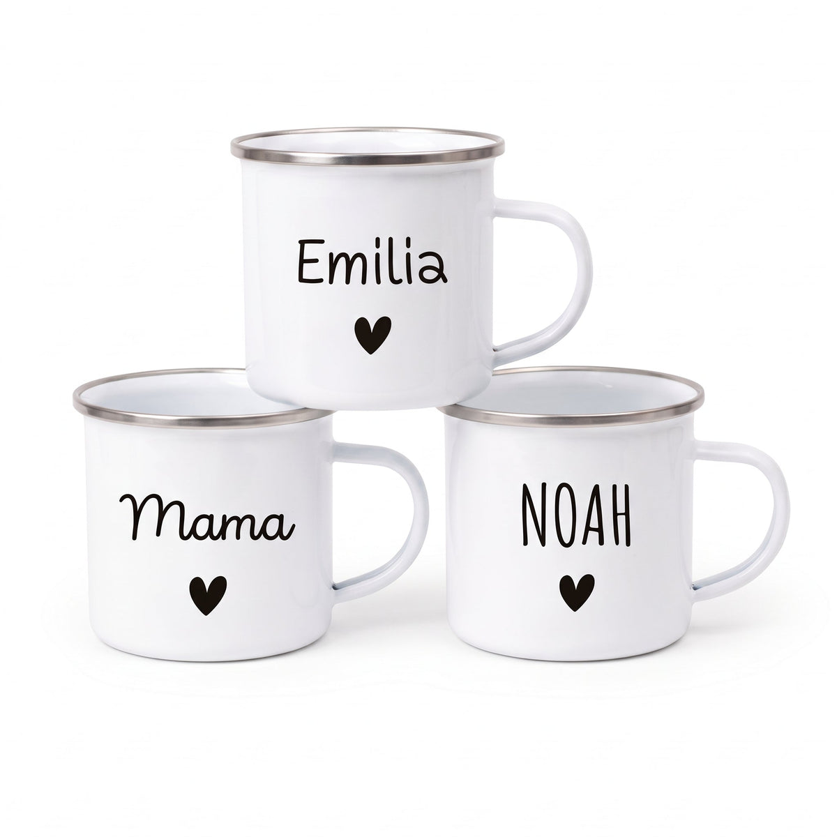 Emaille Kindertasse personalisiert - Name Herz - wunderwunsch