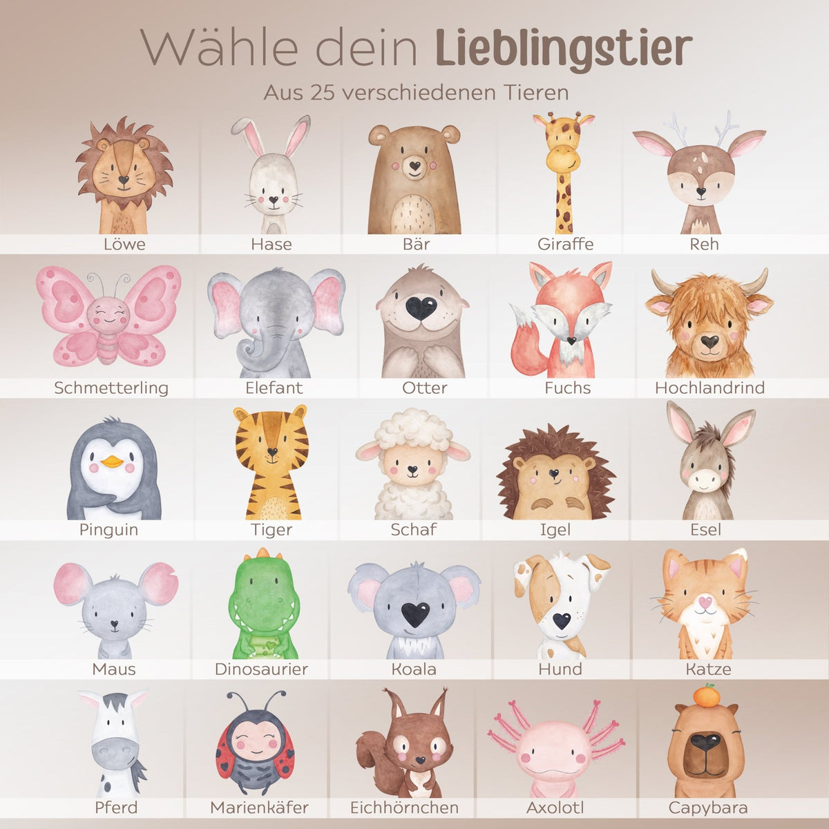 Emaille Kindertasse personalisiert - Tier Aquarell - wunderwunsch