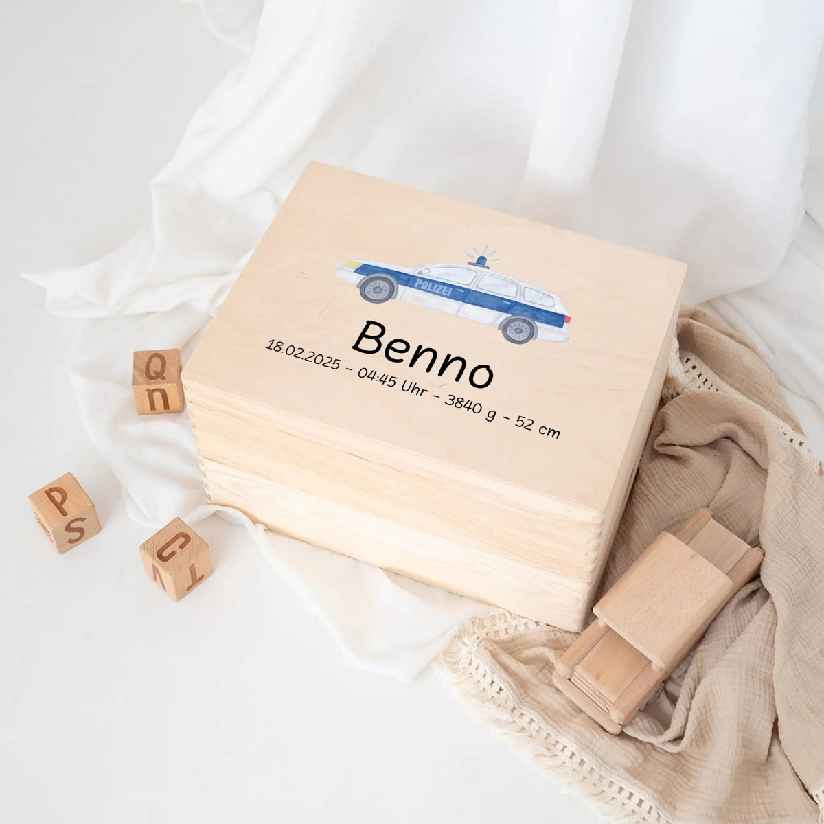 Erinnerungsbox Holz mit Wunschdaten – Fahrzeug Aquarell - wunderwunsch