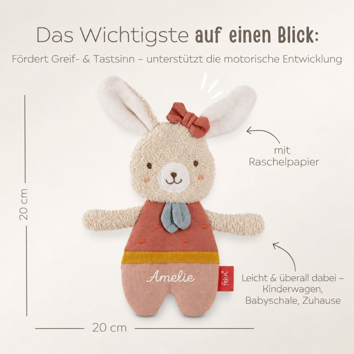 FEHN Knister Hase personalisiert - wunderwunsch