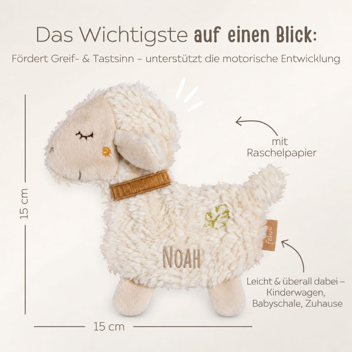FEHN Knister Schaf personalisiert - wunderwunsch