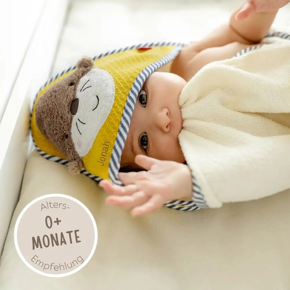 FEHN Kapuzenhandtuch Baby Frottee personalisiert - Tiere - wunderwunsch