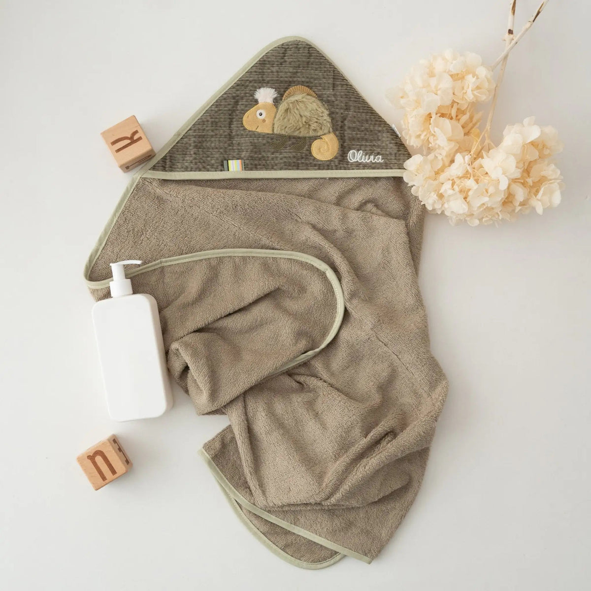 FEHN Kapuzenhandtuch Baby Frottee personalisiert - Tiere - wunderwunsch