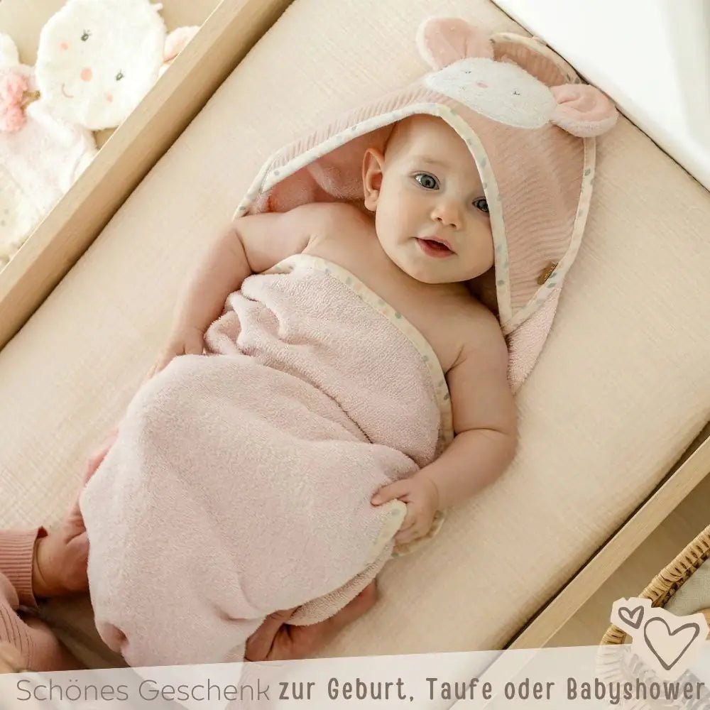 FEHN Kapuzenhandtuch Baby Frottee personalisiert - Tiere - wunderwunsch