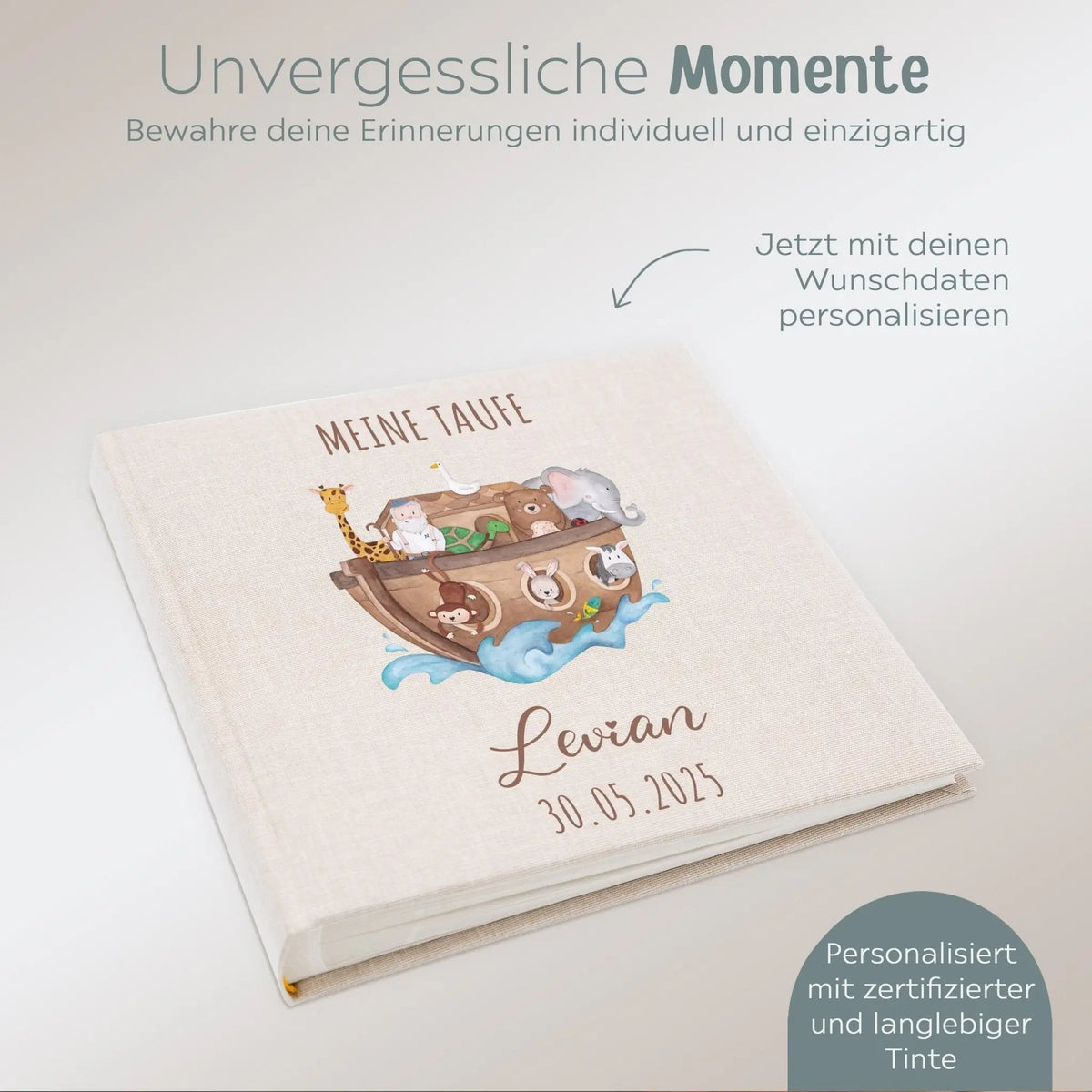 Fotoalbum mit Leineneinband - Meine Taufe - wunderwunsch