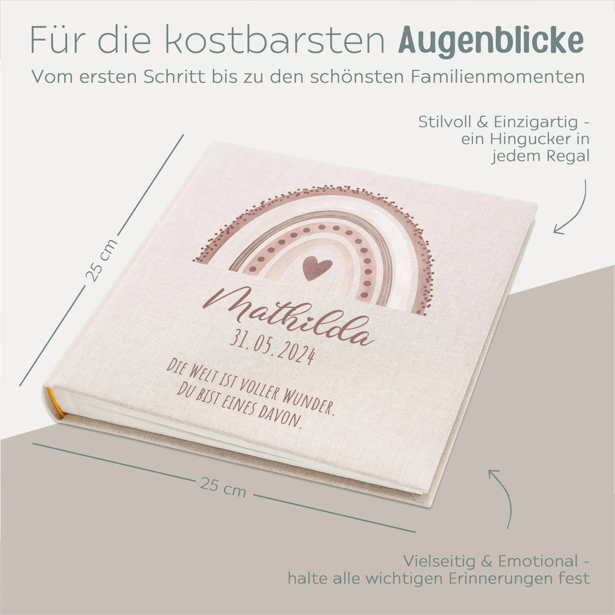 Fotoalbum mit Leineneinband - Regenbogen Punkte Aquarell - wunderwunsch