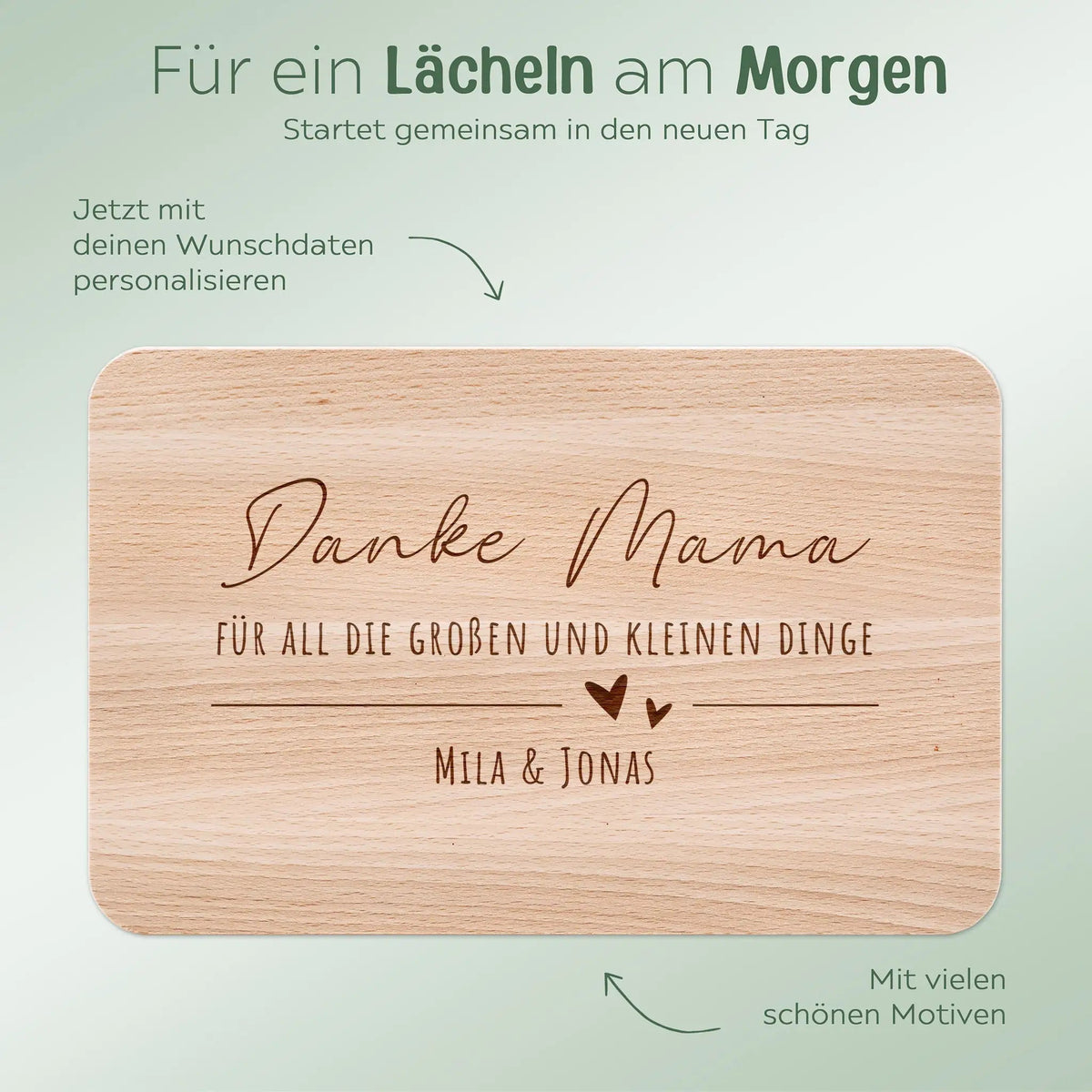 Frühstücksbrett "Danke Mama..." oder "Danke Papa..." - wunderwunsch