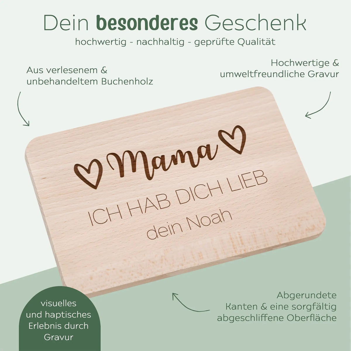 Frühstücksbrett "Hab dich lieb Mama" - wunderwunsch